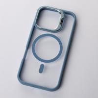 Силиконовый чехол MagSafe CAMERA GLASS PROTECTION для iPhone 16 Plus голубой