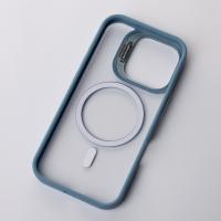 Силиконовый чехол MagSafe CAMERA GLASS PROTECTION для iPhone 16 Plus голубой
