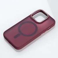 Силіконовий чохол MATTE з підтримкою MagSafe для телефону iPhone 15 Pro Max burgundy