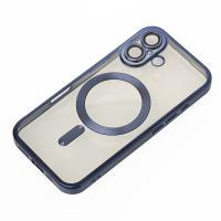 Силиконовый чехол MagSafe SHINING MATTE для iPhone 16 Plus blue titanium