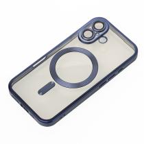 Силиконовый чехол MagSafe SHINING MATTE для iPhone 16 Plus blue titanium