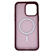Силиконовый чехол MATTE с поддержкой MagSafe для iPhone 15 Pro burgundy