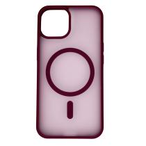 Силиконовый чехол MATTE с поддержкой MagSafe для iPhone 14 burgundy