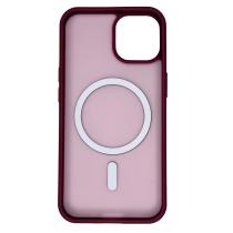 Силиконовый чехол MATTE с поддержкой MagSafe для iPhone 14 burgundy