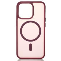 Силіконовий чохол MATTE з підтримкою MagSafe для телефону iPhone 15 Pro burgundy