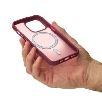 Силіконовий чохол MATTE з підтримкою MagSafe для телефону iPhone 15 Pro burgundy