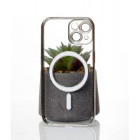Силіконовий чохол SHINING with MagSafe для iPhone 15 срібний