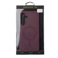 Силиконовый чехол SOFT MATT с поддержкой MagSafe для Samsung S25 FE cherry red