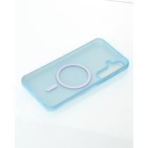 Силиконовый чехол SOFT MATT с поддержкой MagSafe для Samsung S24/S25 light blue