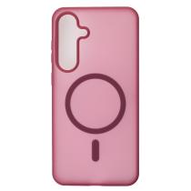 Силиконовый чехол SOFT MATT с поддержкой MagSafe для Samsung S24/S25 cherry red