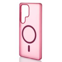 Силиконовый чехол SOFT MATT с поддержкой MagSafe для Samsung S25 Ultra cherry red