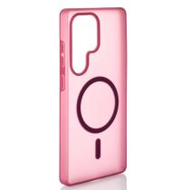 Силиконовый чехол SOFT MATT с поддержкой MagSafe для Samsung S25 Ultra cherry red