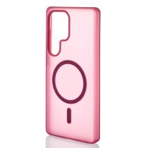 Силиконовый чехол SOFT MATT с поддержкой MagSafe для Samsung S24 Ultra cherry red