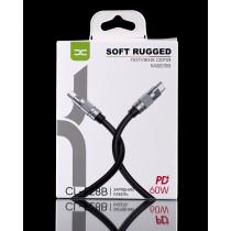 USB кабель DC Type-C to Type-C (CL-F28B) OD6.0/ PD/ 60W/ 1.2m чорний