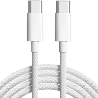 USB cable Foxconn Type-C to Type-C тканевый (тех. пакет) белый
