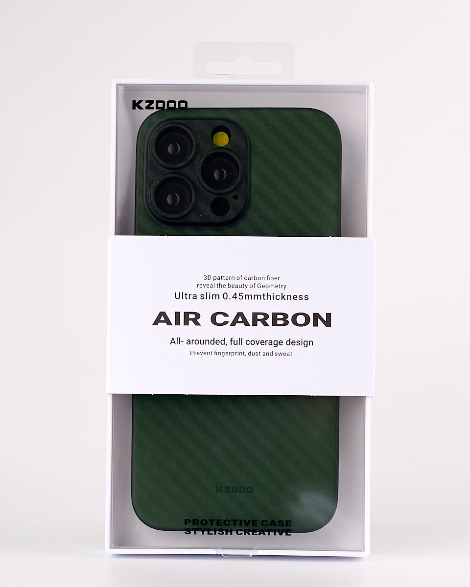 Карбоновий чохол K-DOO Air Carbon (UltraSlim 0.45mm) для телефону iPhone 13 Pro Max темно-зелений